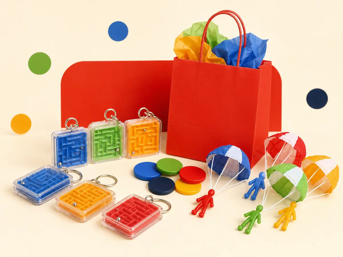 Party favors in the KiddieLoot color palette