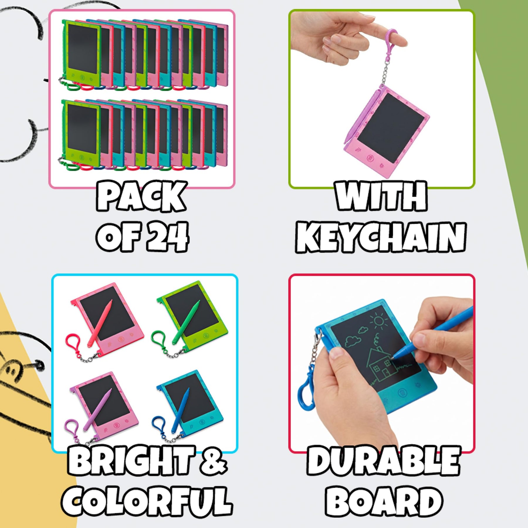Mini LCD Writing Tablet for Kids - (Pack of 24) 4.5 Inch Colorful Doodle Board Drawing Pads - Educational Sketch Drawing Tablet Toys for Girls & Boys, Goodie Bags, Birthday Gifts, Party Favors, Prizes
