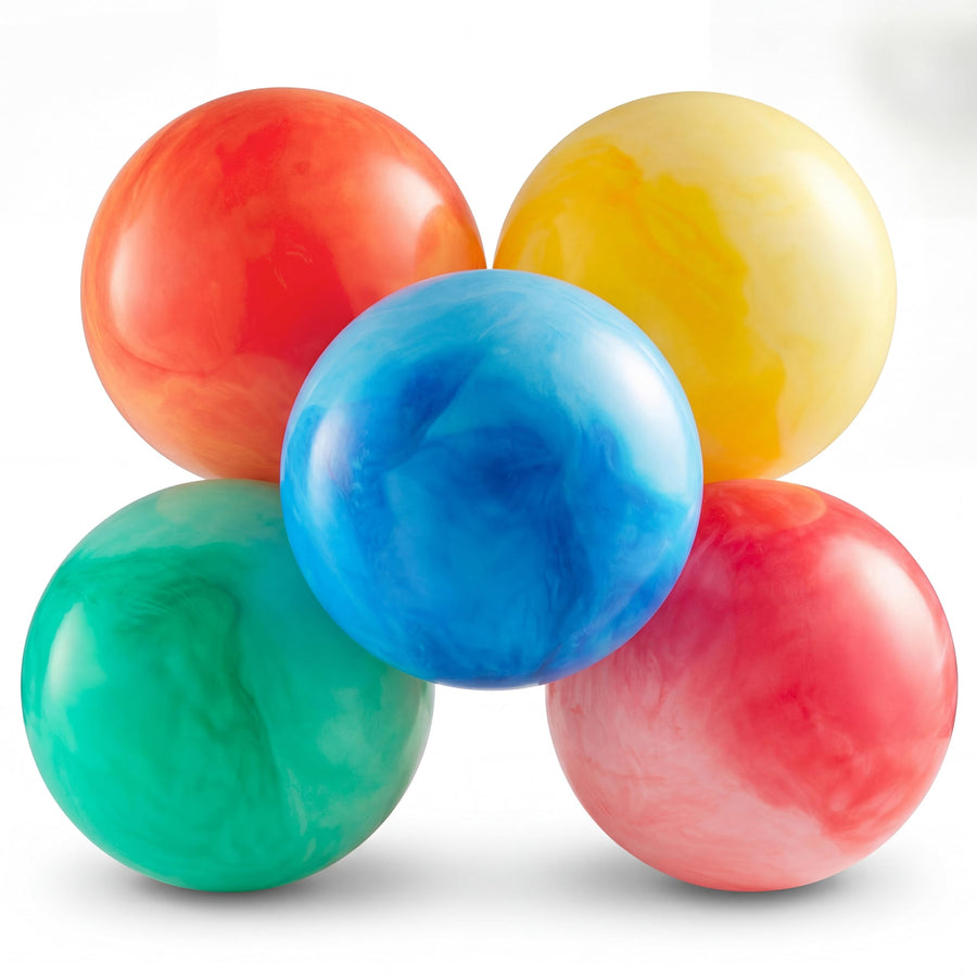 KiddieLoot Toddler Playground Balls (5 Pack) - 5-Inch Marbleized Inflatable Activity Balls for Kids - Soft Bouncy Vinyl Balls for Toddlers, Preschool, Daycare, Backyard Games & Fun Outdoor Play