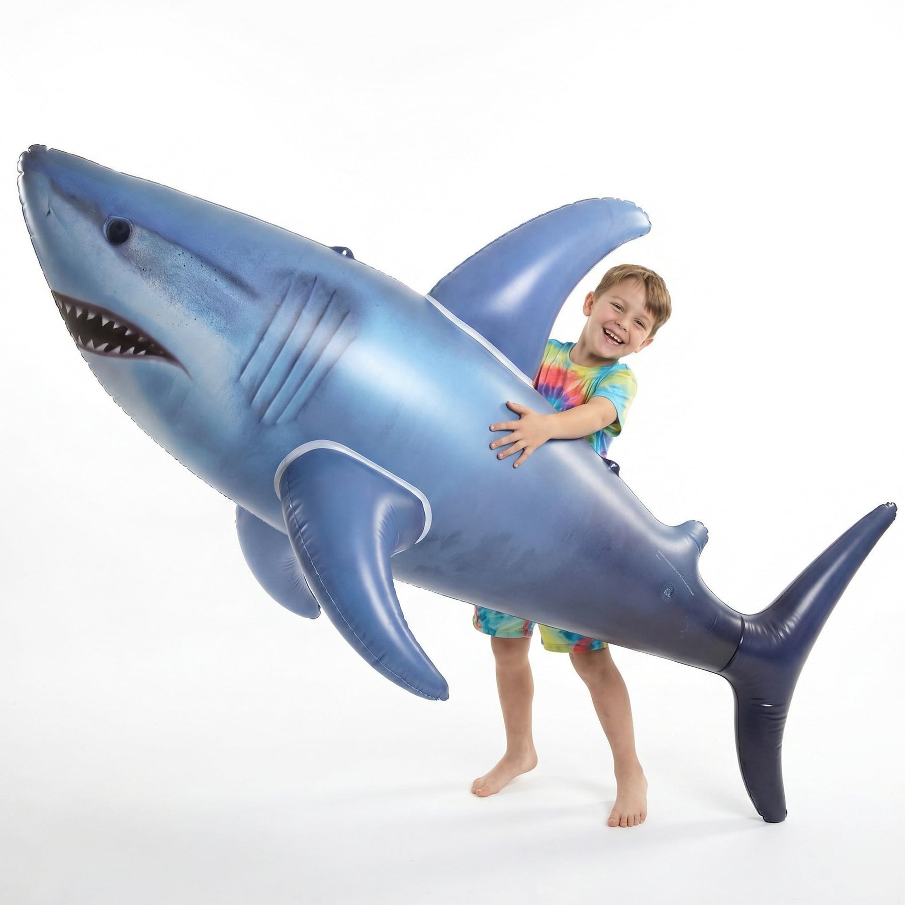 Giant Inflatable Shark Pool Float 75” - Large Blow Up Shark Toy for Kids, Teens & Adults - Realistic Fish Swimming Pool Toy, Ocean Theme Birthday Party Decorations, Beach & Backyard Summer Float