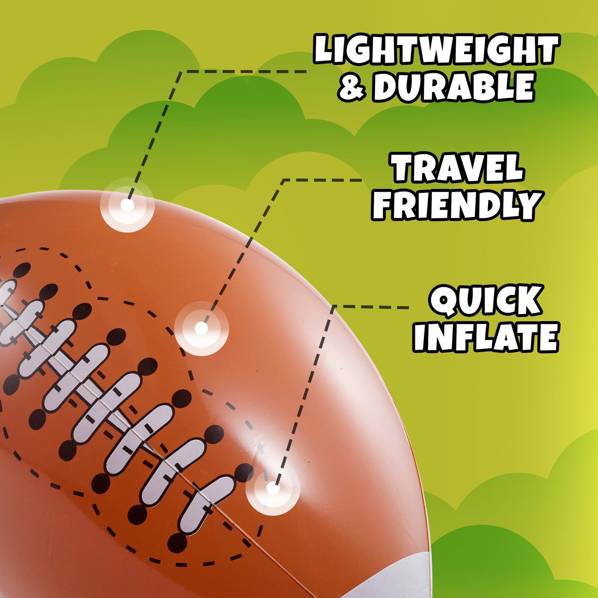 Inflatable Football Beach Balls (6 Pack) - 16-Inch Durable PVC Blow Up Beach Balls for Kids, Easy to Inflate, Outdoor Summer Pool Toys, Football Party Favors, Sports Theme Decorations, Giveaways