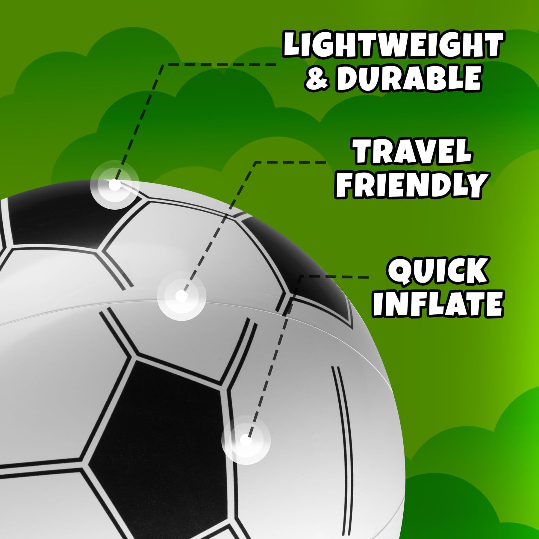 Inflatable Soccer Beach Balls (6 Pack) - 16-Inch Durable PVC Blow Up Beach Balls for Kids, Easy to Inflate, Summer Pool Float, Soccer Party Favors, Sports Theme Decorations, Giveaways & Outdoor Toys