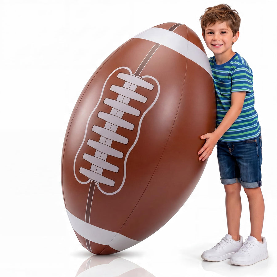 KiddieLoot 24-Inch Giant Beach Balls - (3-Pack) Inflatable Football Beach Balls - Extra Large Blow-Up Pool Balls for Kids, Summer Pool Toys, Football Party Decorations & Sports Theme Decorations