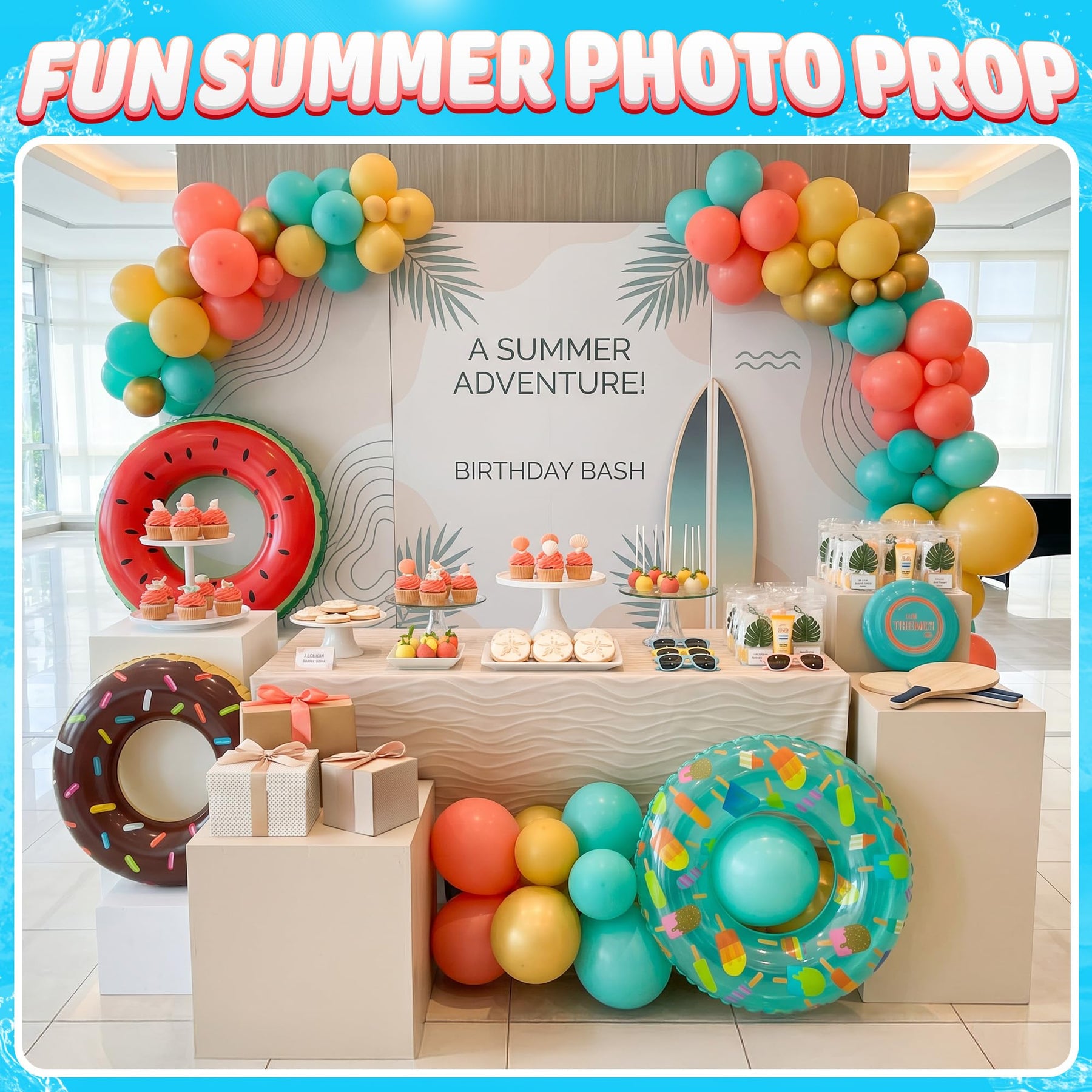 Pool Floats Kids (3 Pack) - Inflatable Pool Floaties, Inner Swim Tube Rings - Fun Designs, Swimming Raft Toys, Summer Birthday Party Decorations