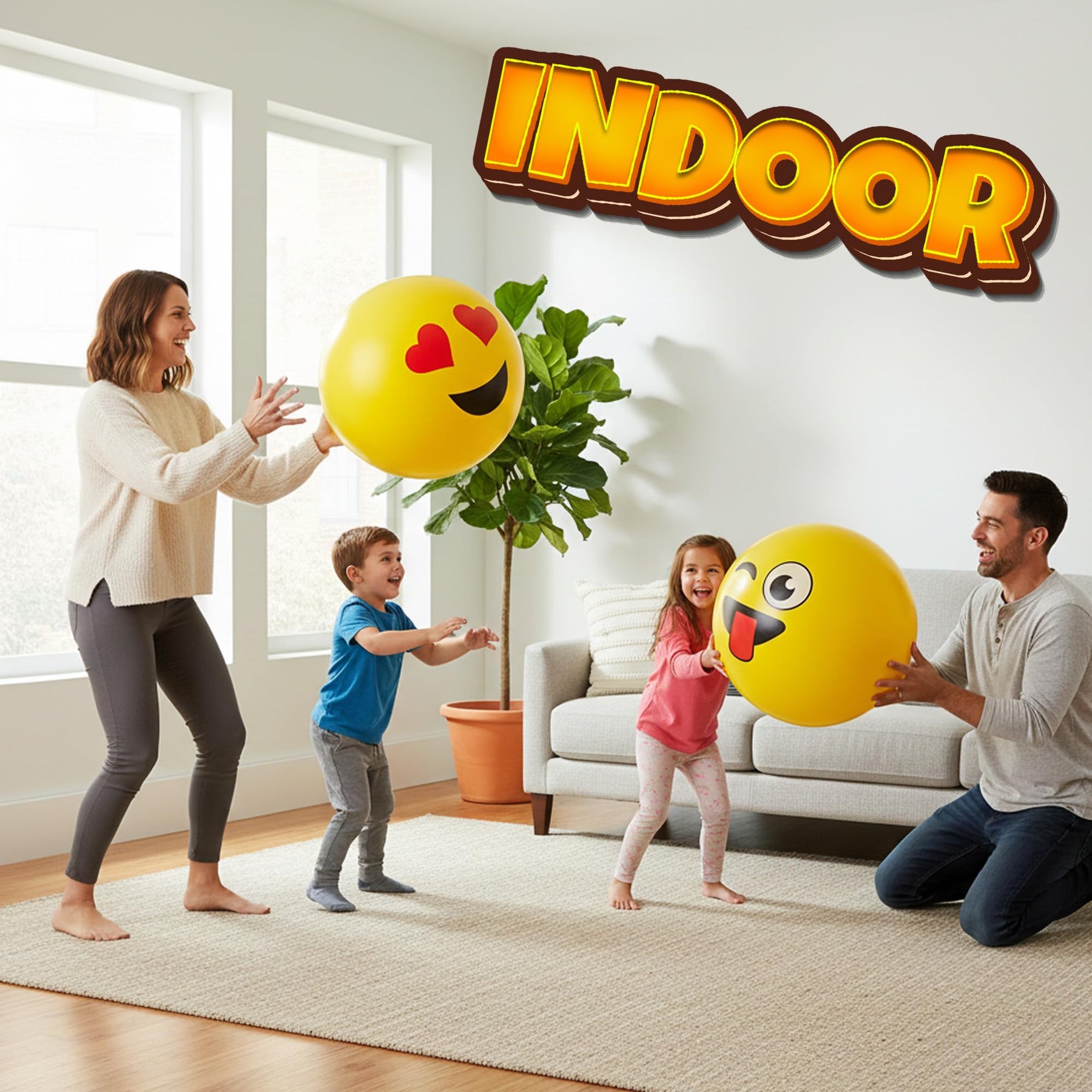 KiddieLoot 18-Inch Happy Face Playground Balls for Kids & Toddlers (2-Pack) - Jumbo Size Bouncy Balls w/Fun Smiley Designs - Lightweight Play Inflatable Kickballs for Boys & Girls