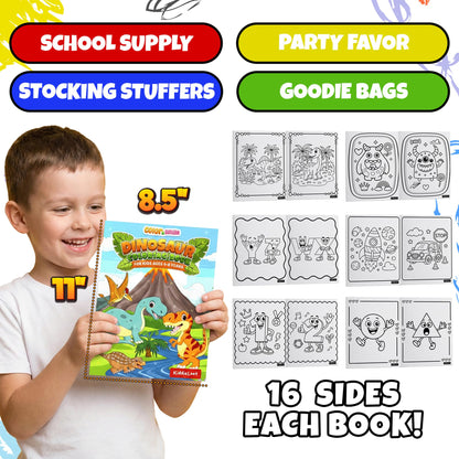 KiddieLoot Coloring Books for Kids Ages 4-8 - (Pack of 6) 8.5x11 Size Book w/Dinosaurs, Monsters, Vehicles, Alphabet, Numbers & Shapes - Kids Coloring Books Variety Set for Boys & Girls Color Gift