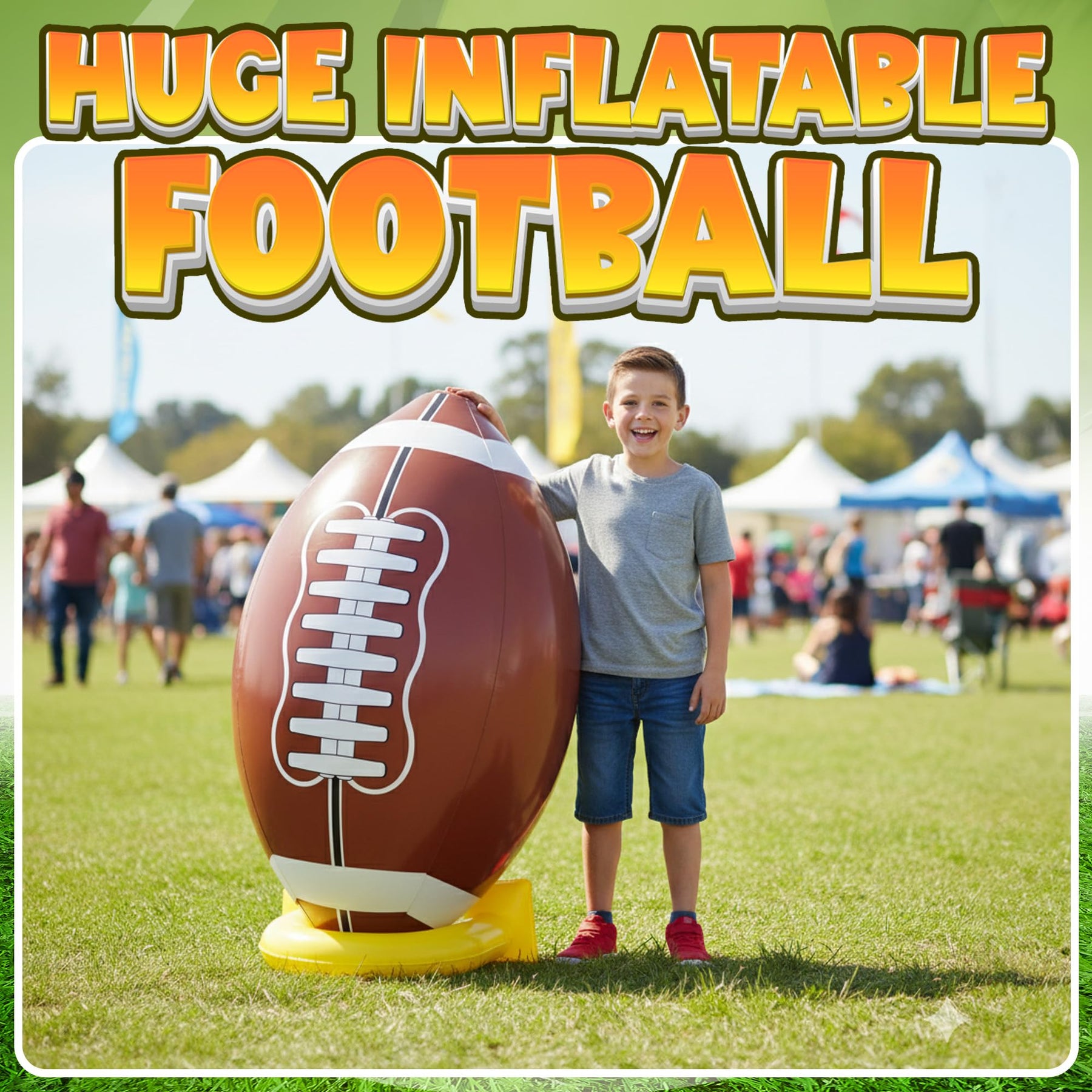 36" Jumbo Football Party Decorations With Tee - Big Giant Size Blow Up Football Toy For Outdoor Games, Party Supplies, Birthday Decorations, Gameday Tailgate Fun Activities For Kids And Adults