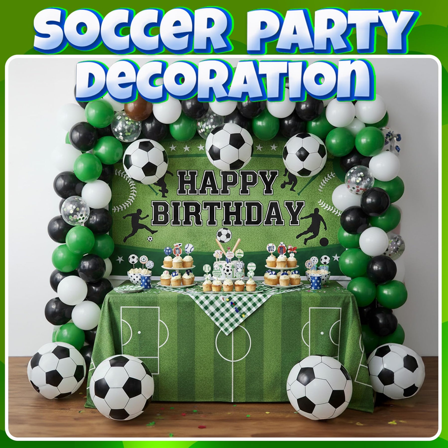 Inflatable Soccer Beach Balls (6 Pack) - 16-Inch Durable PVC Blow Up Beach Balls for Kids, Easy to Inflate, Summer Pool Float, Soccer Party Favors, Sports Theme Decorations, Giveaways & Outdoor Toys