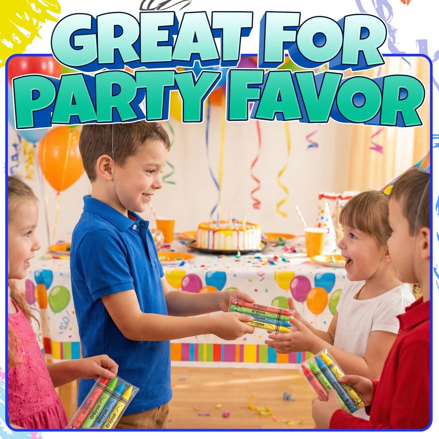 Bulk Crayons 100 Pack (25 Sets of 4) - Individually Wrapped Crayons Party Favors for Kids, Restaurants, Classrooms, Birthday Goodie Bags, School Supplies, Travel, Toddler Coloring Fun, Non-Toxic Wax