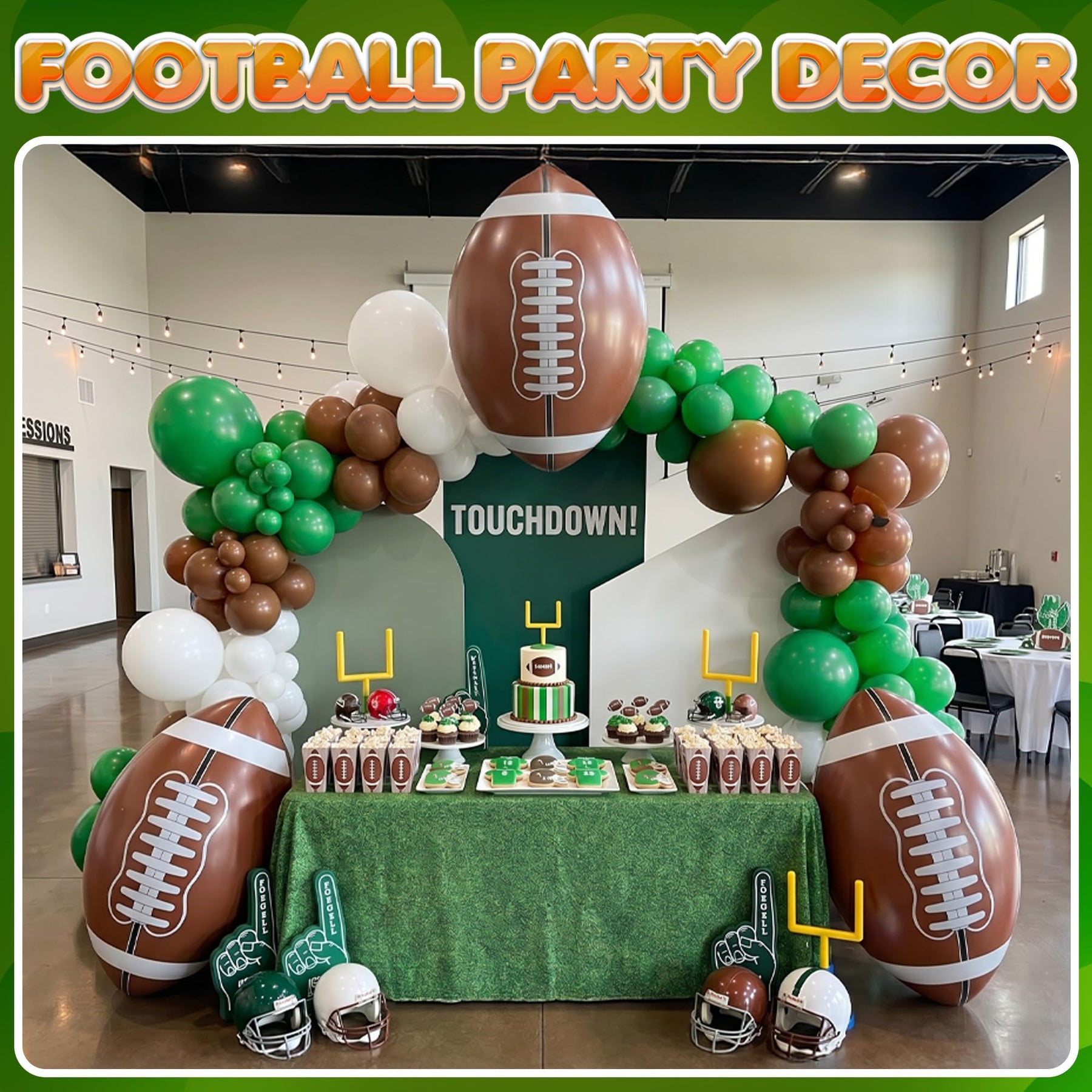 KiddieLoot 24-Inch Giant Beach Balls - (3-Pack) Inflatable Football Beach Balls - Extra Large Blow-Up Pool Balls for Kids, Summer Pool Toys, Football Party Decorations & Sports Theme Decorations
