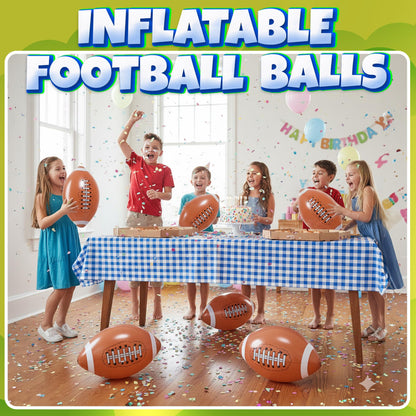 Inflatable Football Beach Balls (6 Pack) - 16-Inch Durable PVC Blow Up Beach Balls for Kids, Easy to Inflate, Outdoor Summer Pool Toys, Football Party Favors, Sports Theme Decorations, Giveaways