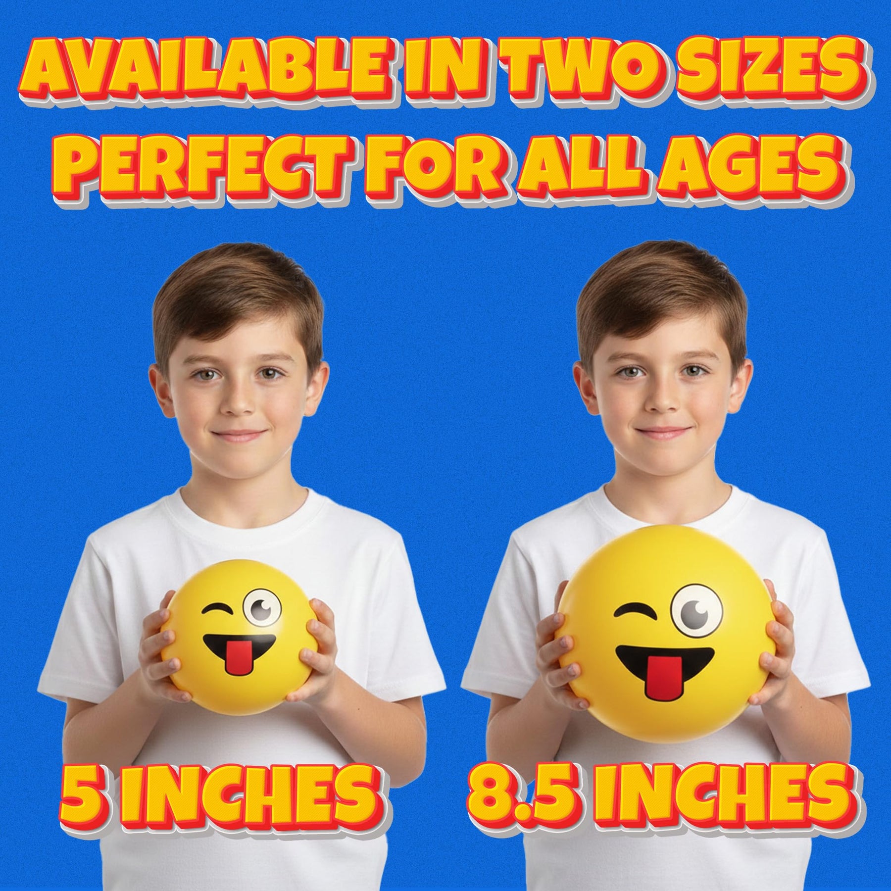 KiddieLoot 5-Inch Happy Face Bouncing Balls for Kids & Toddlers (Pack of 5) - Playground Balls w/ 5 Fun Designs - Lightweight Play Bouncy Ball Gifts for Boys & Girls