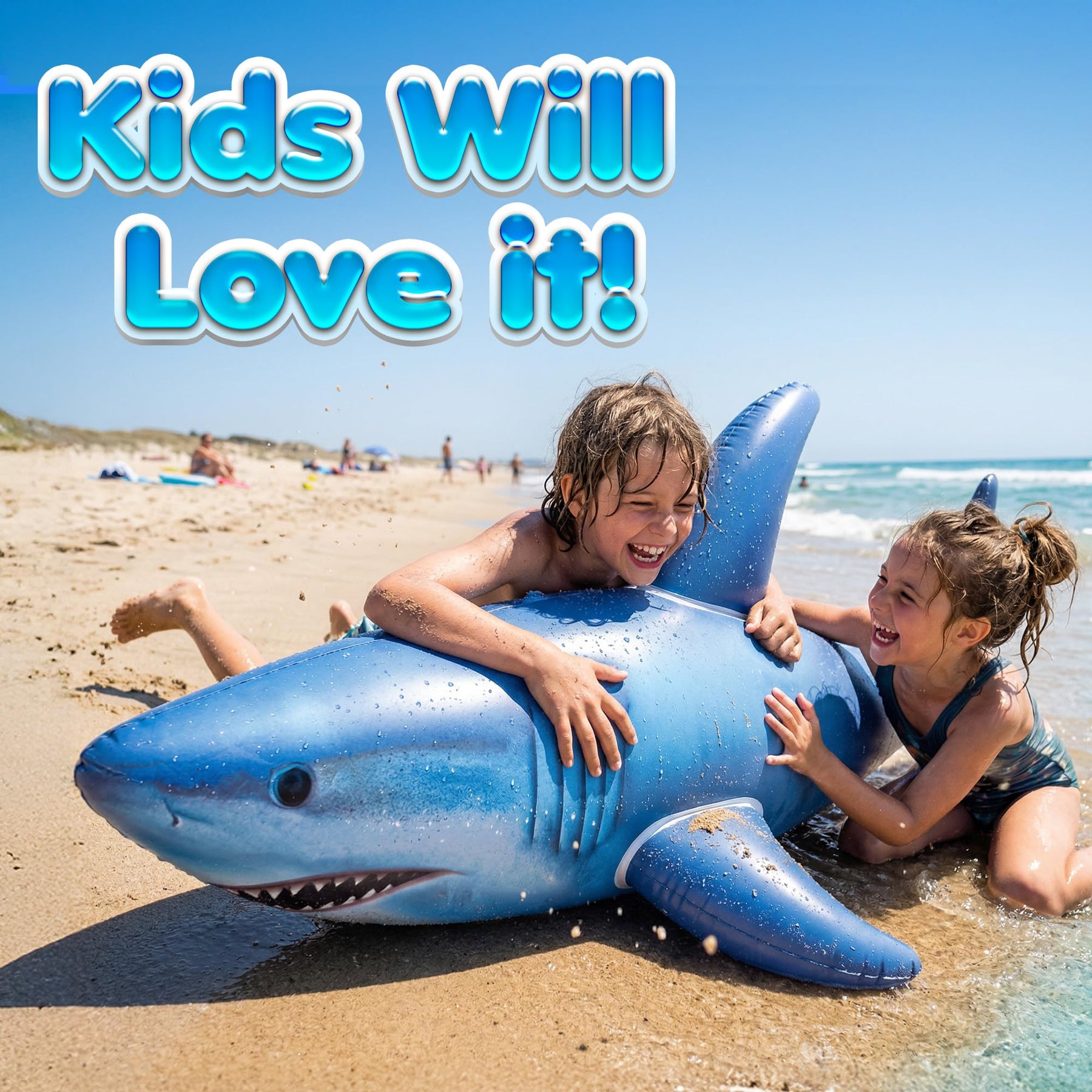 Giant Inflatable Shark Pool Float 75” - Large Blow Up Shark Toy for Kids, Teens & Adults - Realistic Fish Swimming Pool Toy, Ocean Theme Birthday Party Decorations, Beach & Backyard Summer Float