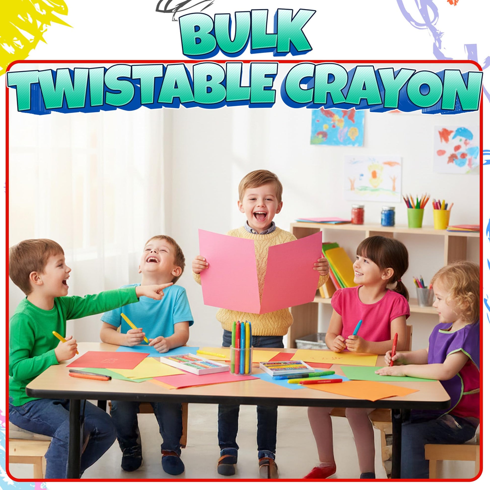 KiddieLoot Twistable Crayons Bulk 100 Pack (25 Sets of 4) - Non-Toxic, No-Sharpen Mess-Free Color Crayons for Kids, Party Favors, Restaurants, Classrooms, Birthday Goodie Bags & Travel Coloring Fun