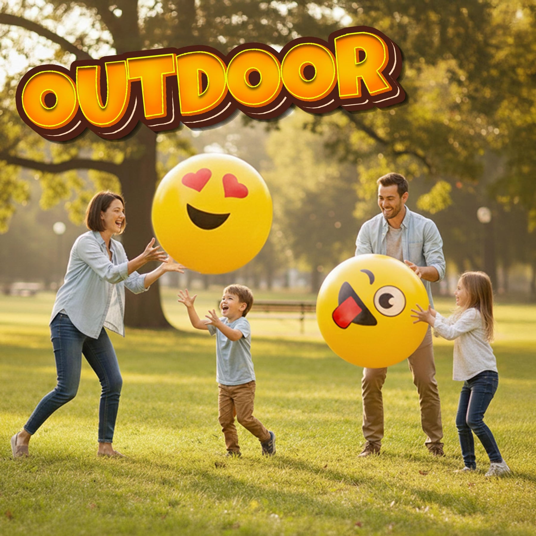 KiddieLoot 18-Inch Happy Face Playground Balls for Kids & Toddlers (2-Pack) - Jumbo Size Bouncy Balls w/Fun Smiley Designs - Lightweight Play Inflatable Kickballs for Boys & Girls