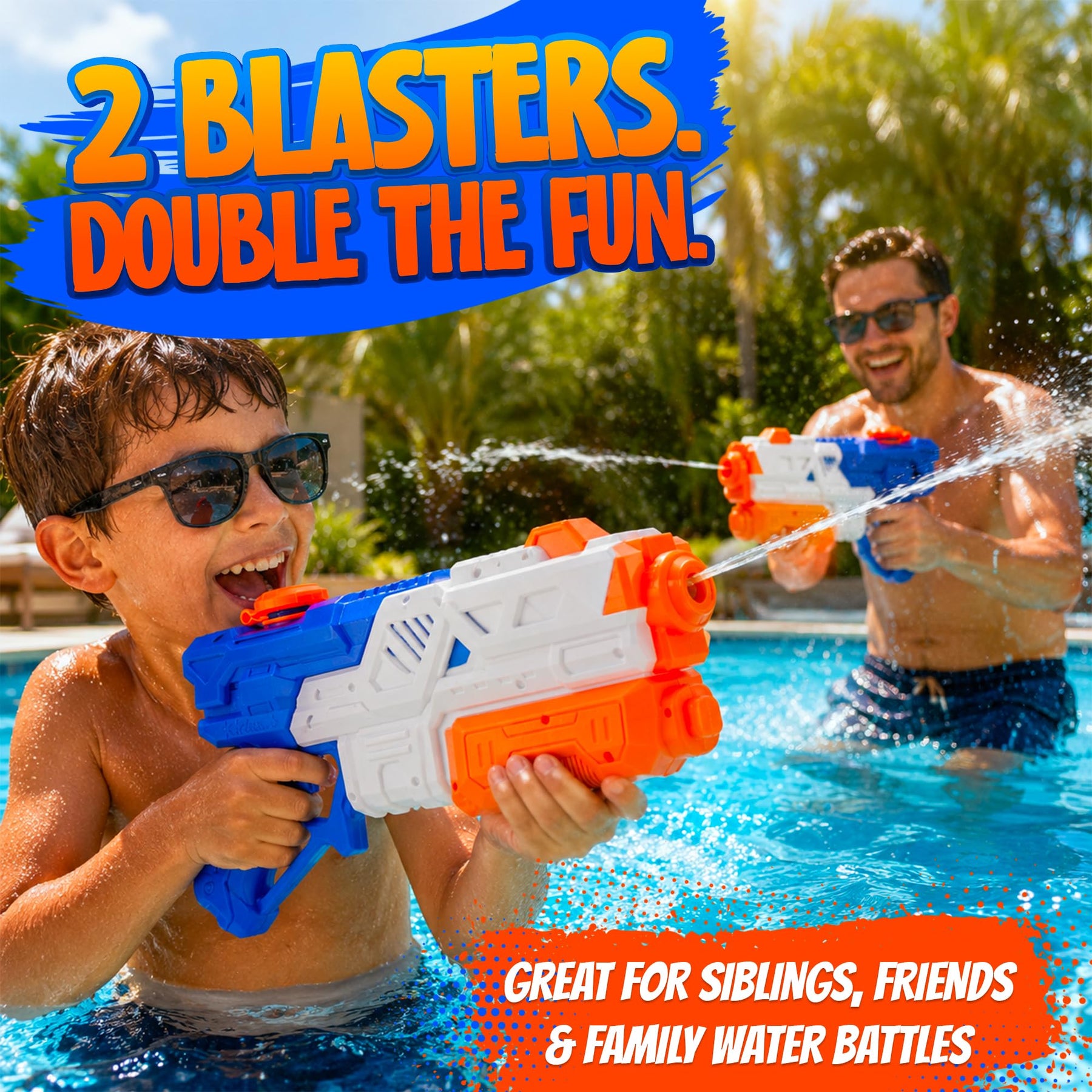 Water Guns for Kids & Adults, Super Squirt Blasters (2 Pack)