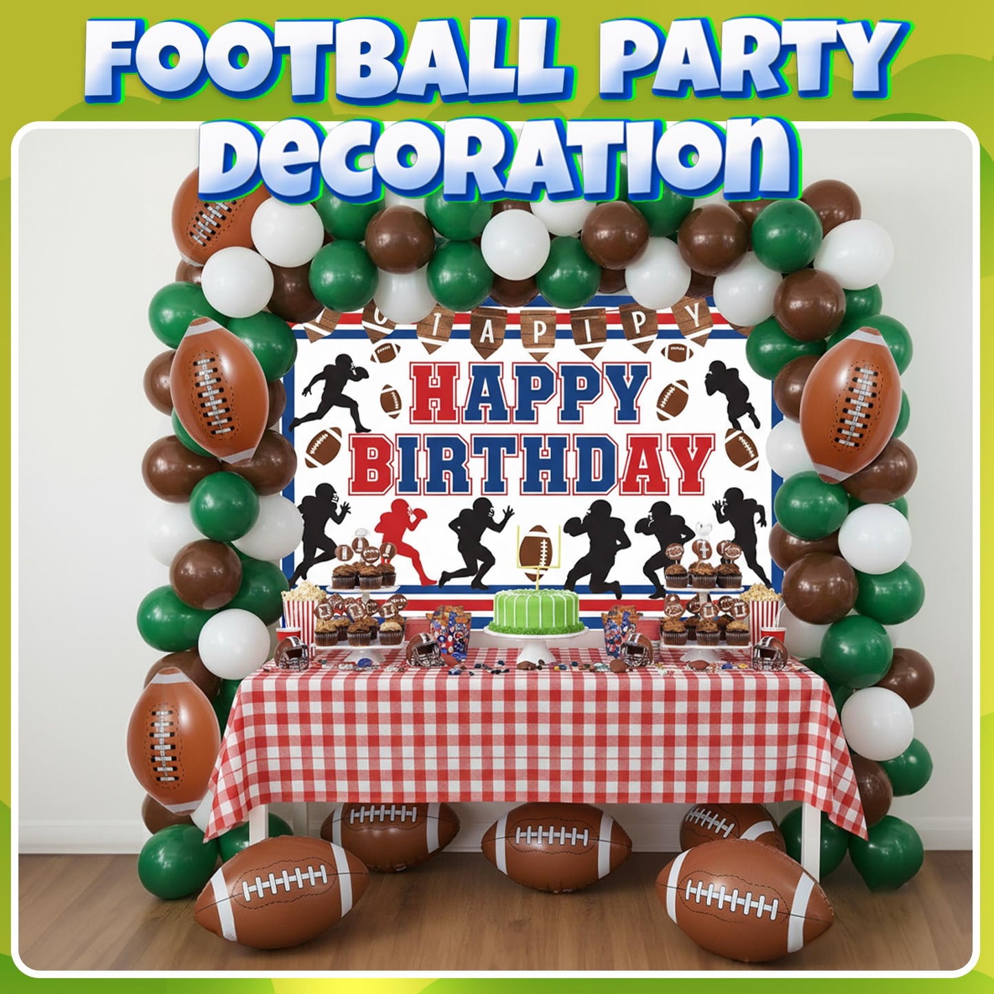 Inflatable Football Beach Balls (6 Pack) - 16-Inch Durable PVC Blow Up Beach Balls for Kids, Easy to Inflate, Outdoor Summer Pool Toys, Football Party Favors, Sports Theme Decorations, Giveaways