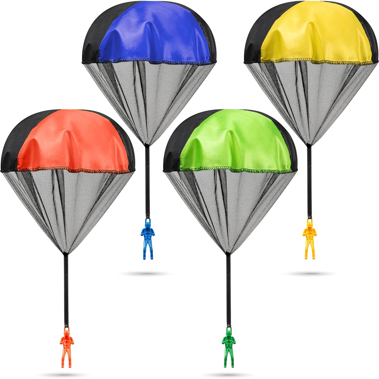 Parachute Toys for Kids - (Pack of 4) Tangle-Free Throwing Parachute Army Figures in Bright Colors - Outdoor Flying Toys for Kids Ages 4-8, Party Favors, Birthday Gifts, Boys & Girls Ages 3+