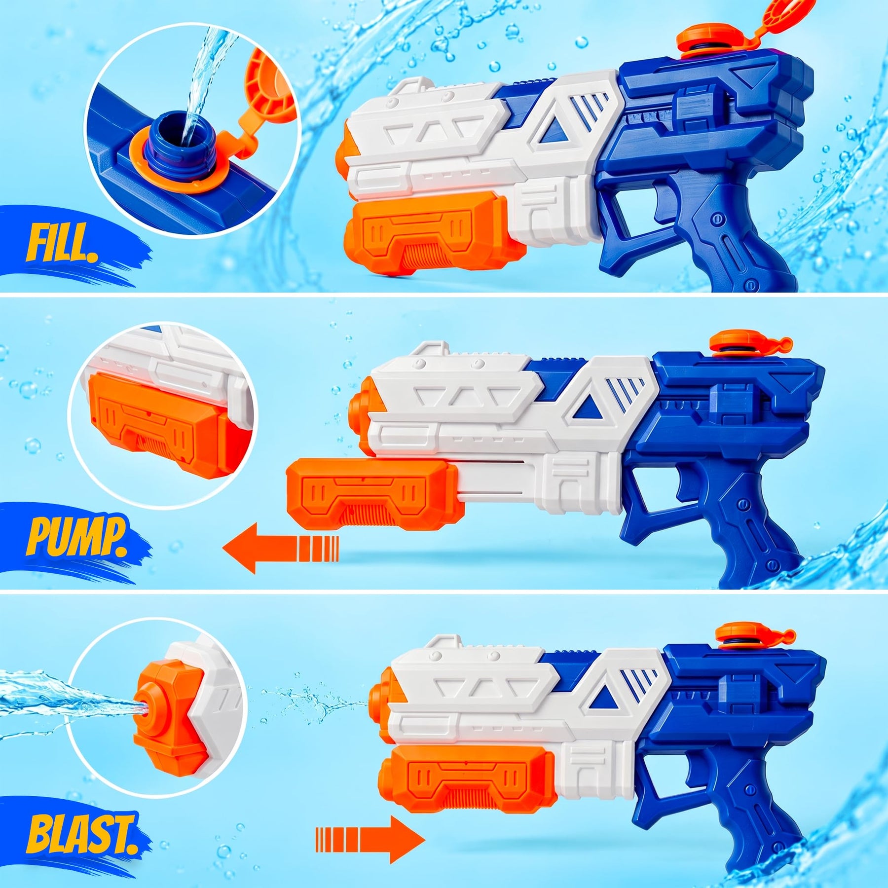 Water Guns for Kids & Adults, Super Squirt Blasters (2 Pack)