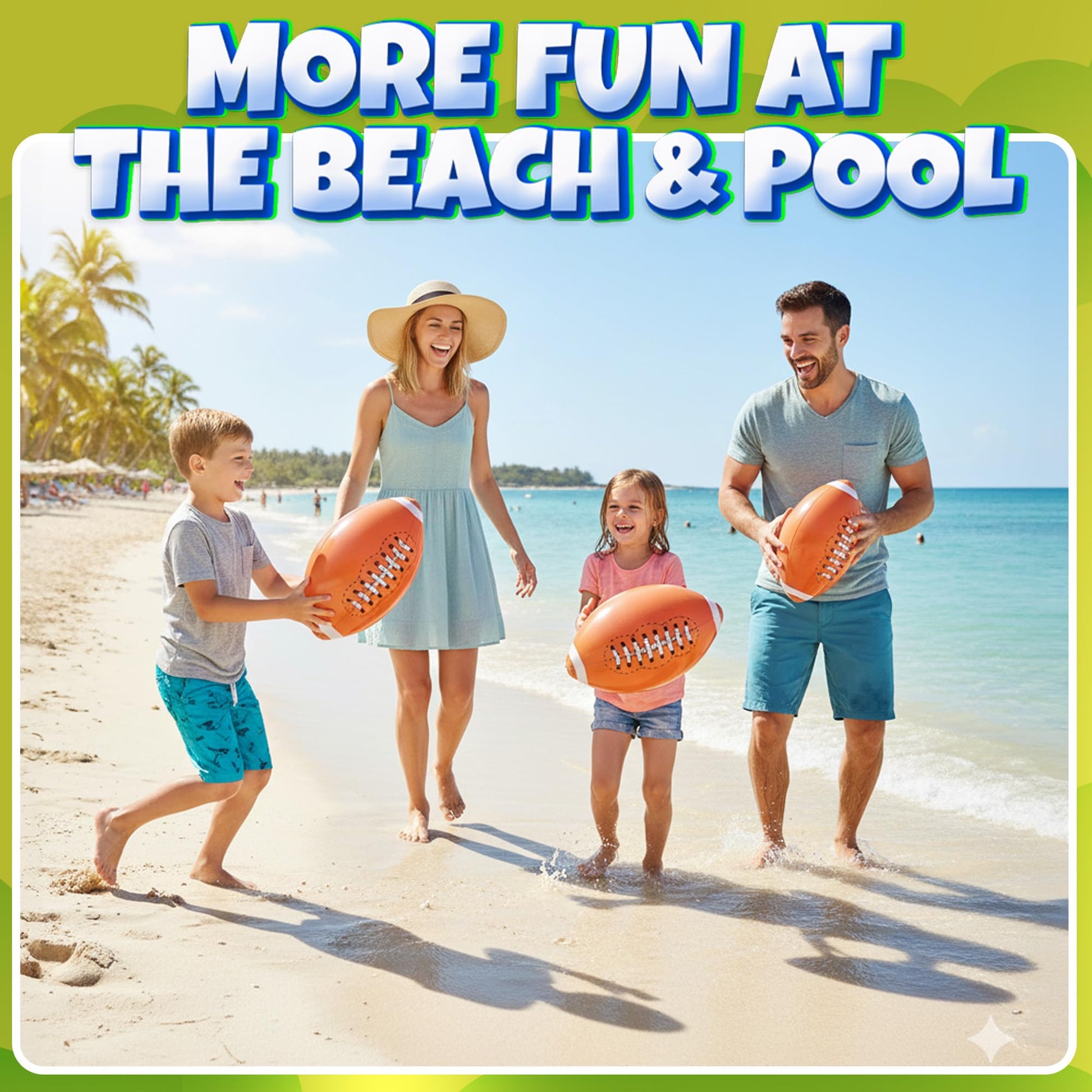Inflatable Football Beach Balls (6 Pack) - 16-Inch Durable PVC Blow Up Beach Balls for Kids, Easy to Inflate, Outdoor Summer Pool Toys, Football Party Favors, Sports Theme Decorations, Giveaways