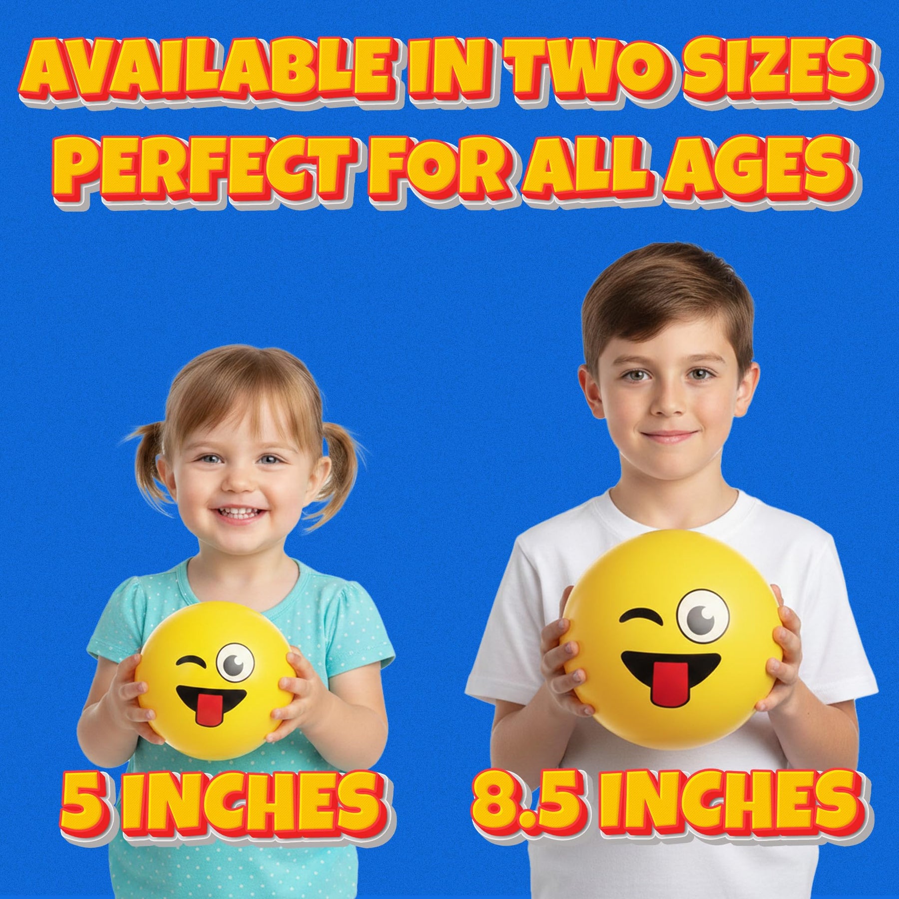 KiddieLoot 8.5-Inch Happy Face Bouncing Balls for Kids & Toddlers (Pack of 5) - Playground Balls w/ 5 Fun Designs - Lightweight Play Bouncy Ball Gifts for Boys & Girls