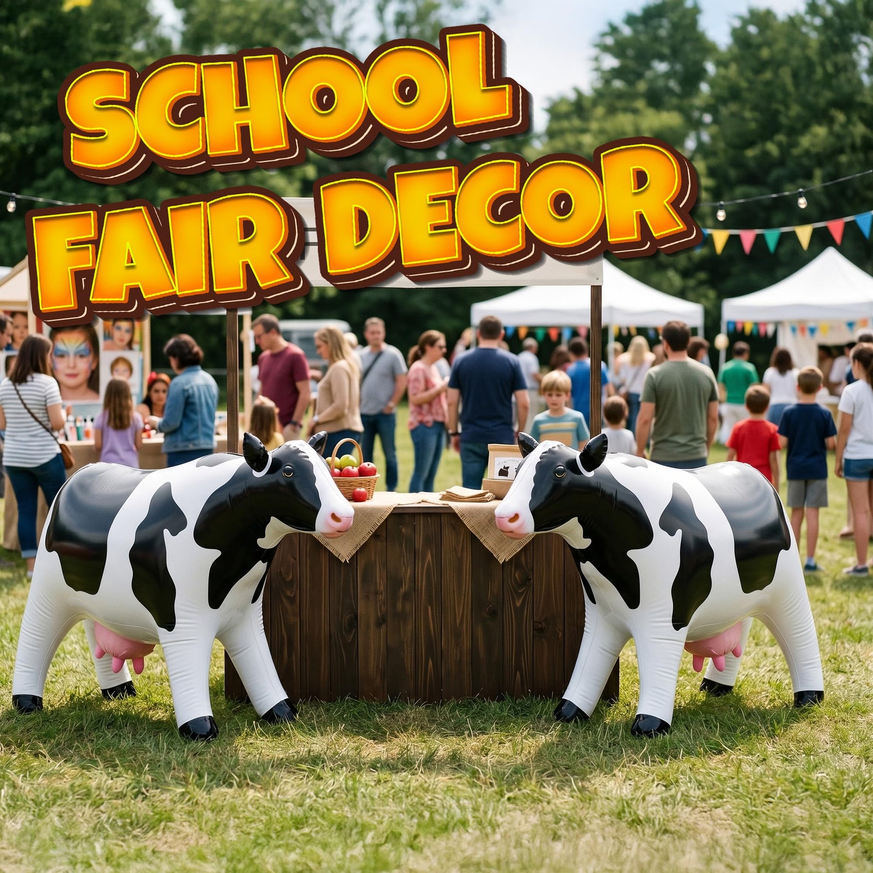 38" Inflatable Cow Blow-Up Float - Cute Farm Animal Party Decoration for Barnyard Birthdays, Western Theme, Pool Toy, Photo Prop, UFO Party Fun for Kids