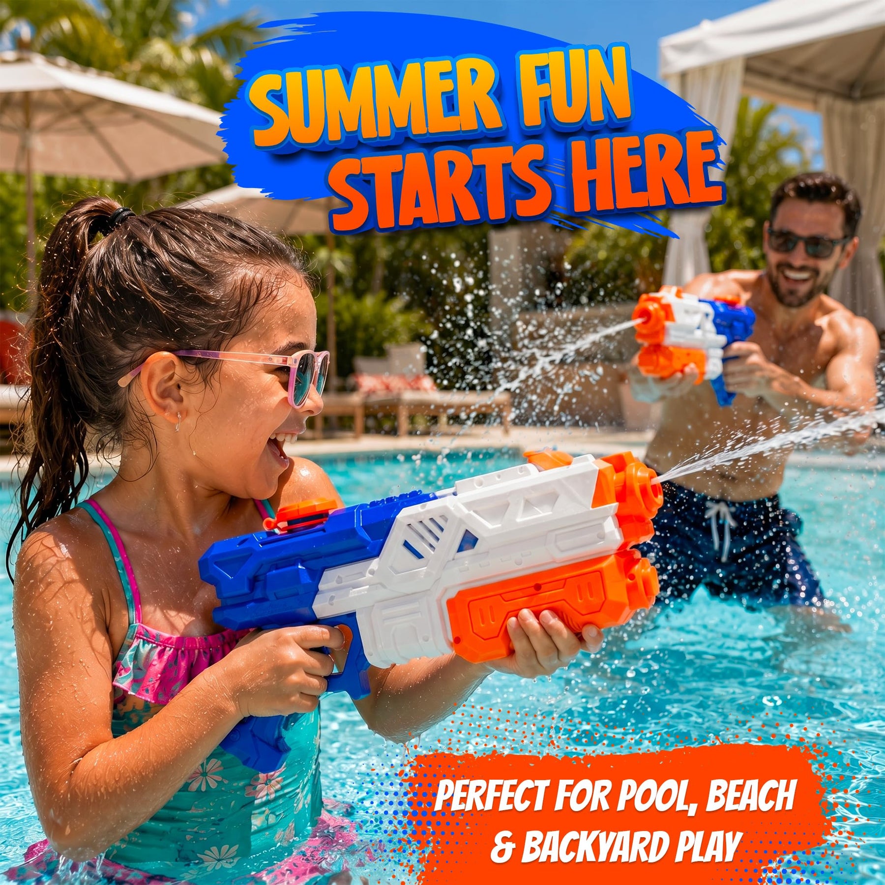Water Guns for Kids & Adults, Super Squirt Blasters (2 Pack)